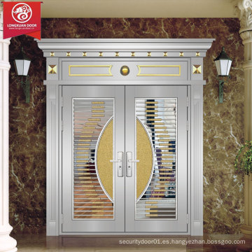 Diseño personalizado Diseño elegante de la puerta de la seguridad del acero inoxidable de la calidad 304, puerta de seguridad de la casa del oscilación de la Doble-hoja del estilo italiano